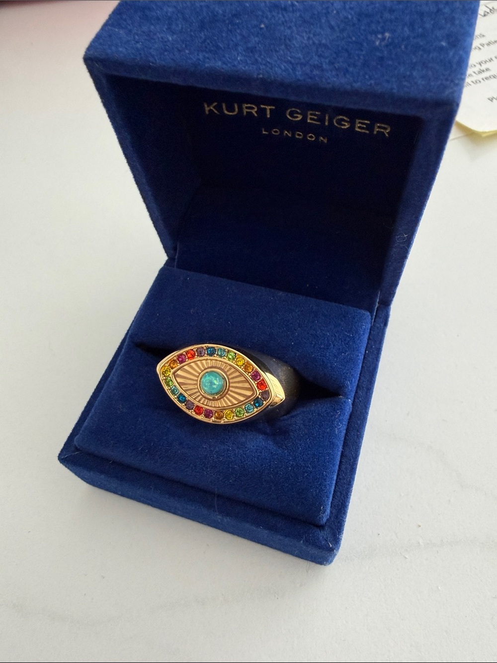 Kurt Geiger Gold-Tone Multicolor Evil Eye Ring
